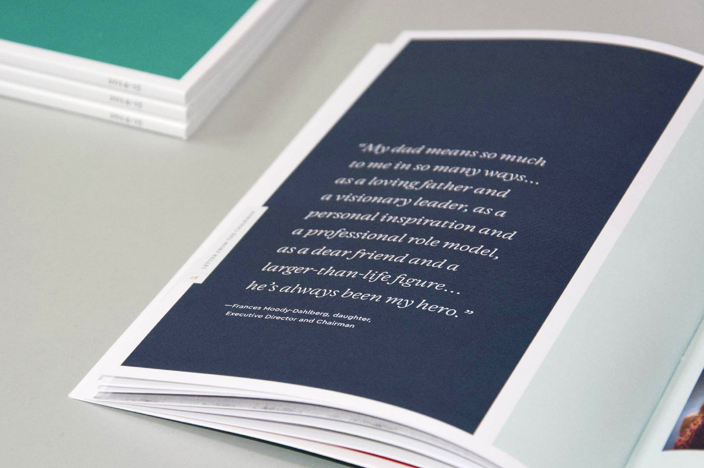 Moody Foundation Annual Report interior quote detail