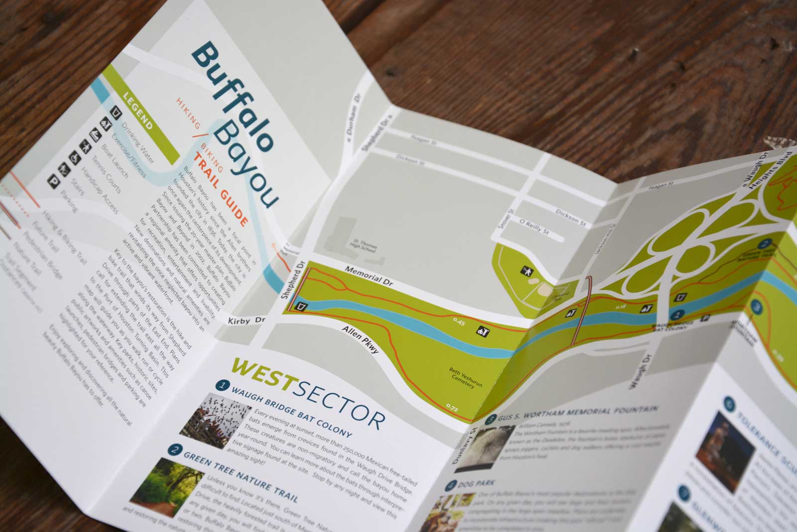 Buffalo Bayou Park printed trail map detail