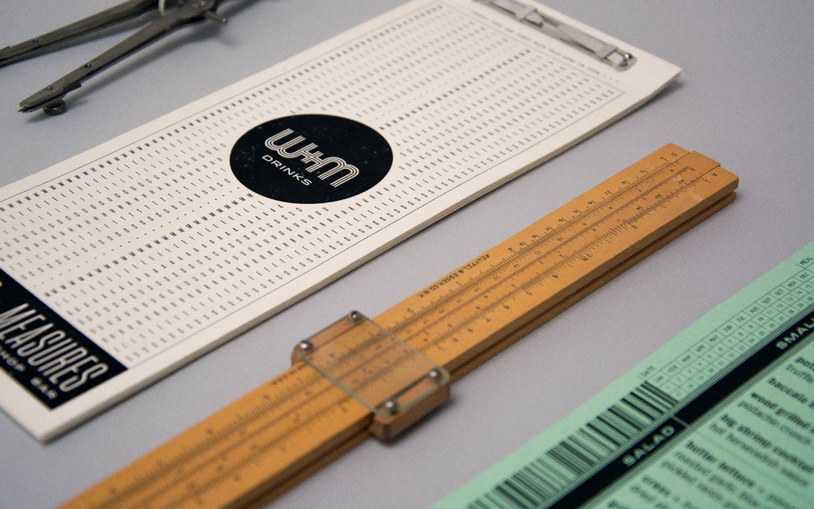 Weights & Measures drink menu cover